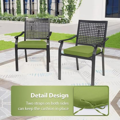 Outdoor Chair Cushions Set of 4, 17x16x2 Inch Patio Furniture Cushions, Water Resistant, Non-Slip Ties (Grass Green) - color: 1 - Grass Green, size: 17x16x2|4 Pack