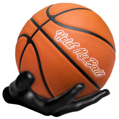 Wall-Mounted Ball Holder – Premium Resin – Basketball, Soccer, Football Display – Secure Ball Hanger, Sports Room Decor, Basketball Wall Mount for Man Caves, Memorabilia - color: Black
