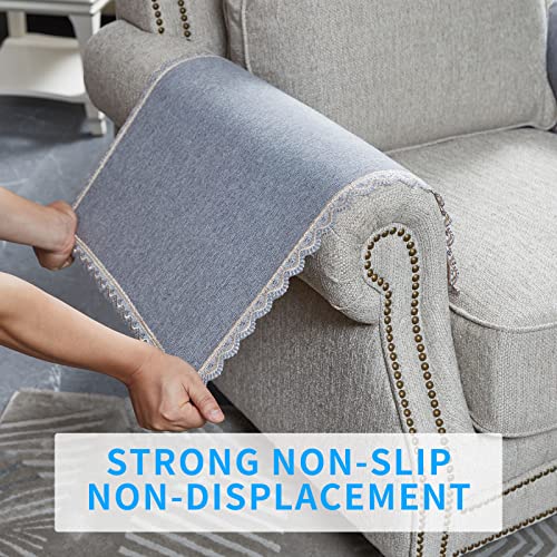 MINJIATEX Couch arm Covers,Non-Slip lace Sofa arm Covers Set of 2 Washable Sofa armrests Covers for Living Room Recliner Chair arm Cover Protectors for Leather Sofa armrest slipcover (MYS-Grey) - color: Mys-grey