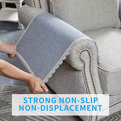 MINJIATEX Couch arm Covers,Non-Slip lace Sofa arm Covers Set of 2 Washable Sofa armrests Covers for Living Room Recliner Chair arm Cover Protectors for Leather Sofa armrest slipcover (MYS-Grey) - color: Mys-grey