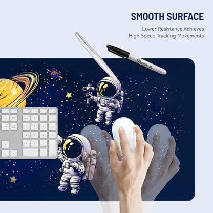 Mousepad Desk Mat Gaming Large Keyboard Cute Office Desktop Computer Laptop XXL Long Big Kawaii Aesthetic Girly Pretty Design Women Girl Gamer Oversized Wide 30x12'' Mousepad, Astronaut - color: Astronauts