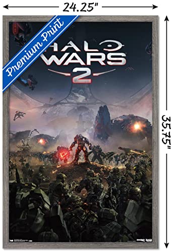 Trends International Halo: Halo Wars 2 - Key Art Wall Poster, 22.375" x 34", Barnwood Framed Version - color: Barnwood Framed Version, size: 34"L x 22.4"W