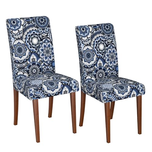 Stretch Dining Chair Covers Set of 2,Floral Print Chair Covers,Soft Removable Washable,Pet Friendly Furniture Protector,Universal Chair Slipcovers for Home, Kitchen,Ceremony Dining Room Seat - color: A-totem Patterns, size: 2PCS