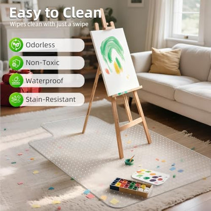 Office Chair Mat for Carpet: 36" x 48" Clear Floor Mats with Lip，Computer Desk Floor Mat -PVC Plastic Rug Carpet Protector Mats for Gaming Chair Under Desk Pad for Rolling Chair，Easy Glide - size: 36" x 48" convex