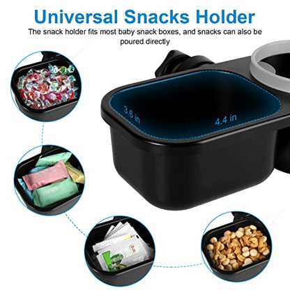 Accmor Stroller Cup Holder with Tray, Universal Cup Holder Tray for Uppababy Nuna Doona Strollers, Bottle Drinks Holder for Stroller, Wheelchair, Walker - style: Tray-2 in-1-Grey