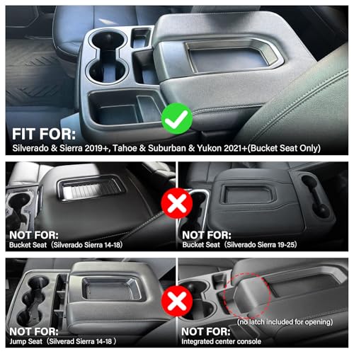 Center Console Armrest Cover for 2019+ Chevy Silverado/GMC Sierra Jump Seat | 2026 Silverado Armrest Lid Anti-Scratch Protector Cover, Split-Bench Seat ONLY, Soft Leather Arm Rest Cushion Pad + 1 Brush - color: For 2019+ Silverado/Sierra-Jump Seat