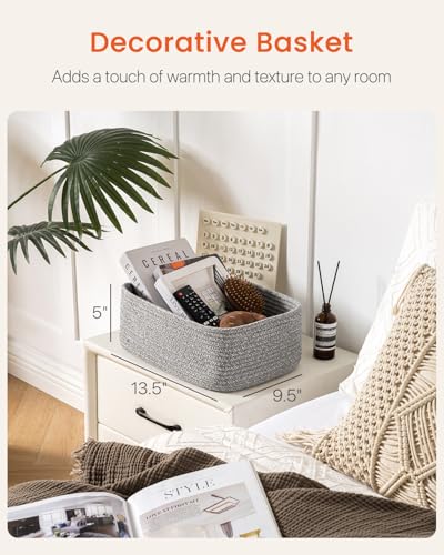 Small Woven Basket, 13.5 x 9.5 x 5 Inches, Storage Basket for Organizing, Cute Small Rope Shelf Closet Cube Storage Bins Baskets for Shelves, Dog Toy Gift Baskets Empty, 3 Packs, Mixed Grey - color: Mixed Grey, size: 13.5"L x 9.5"W x 5"H