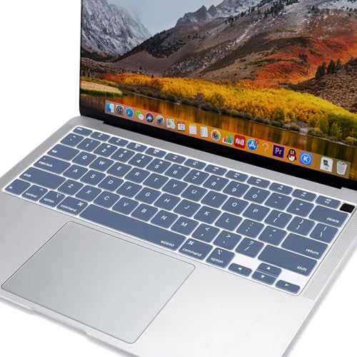 MOSISO Keyboard Cover Compatible with MacBook Air 13 inch 2022 2021 2020 Release A2337 M1 A2179 Retina Display with Touch ID Backlit Magic Keyboard, Waterproof Protective Silicone Skin, Steel Blue - color: Steel Blue