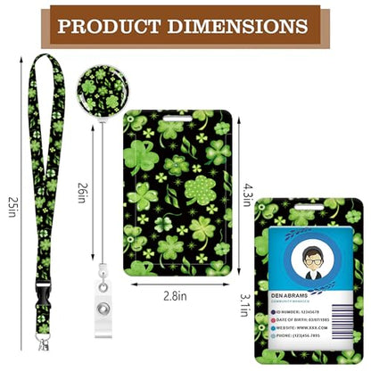ID Badge Holder with Lanyard Fashionable ID Card Holders with Retractable Lanyards Soft Fiber Metal Clip Sturdy Buckle for Key Wallet Work Nurse Teacher (Green Leaves) - color: Green Leaves