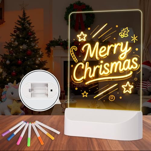 LED Note Board with Colors, Acrylic Dry Erase Board with Light, Light up Dry Erase Board with Stand as a Glow Memo LED Letter Message Board Note Glass LED Board Whiteboard - size: 5.51" x 4.43"