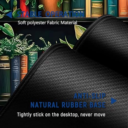 Large Mouse Pad + Keyboard Wrist Rest Set, Extended Gaming Mousepad (31.5X11.8 inch) with Non-Slip Rubber, Ergonomics Memory Foam Mouse Wrist Rest Support, Bookshelf Plants Pattern XXL Desk Pad - color: Yu-Mouse Pad-3-B41