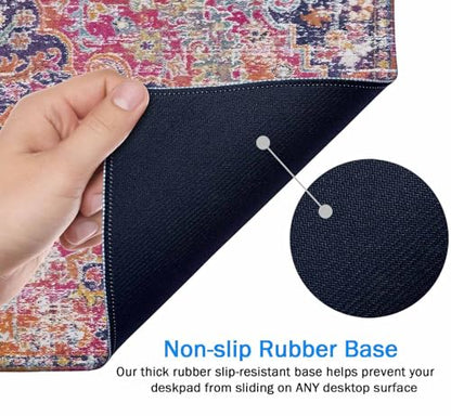 Mouse Pad Gaming, Large XXL Mouse Pads, Non-Slip Rubber Base Mousepad, Keyboard Mouse Mat Desk Pad with Stitched Edges, 31.5x15.7 inch Boho Fuchsia - color: Boho Fuchsia, size: 31.5L x 15.7W inches