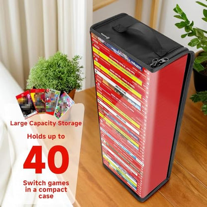 Game Disc Storage Bag Compatible with Nintendo Switch 2 Games | Portable Carrying Case Holds 40 Switch Game Boxes, Clear TPU Organizer Bag for Switch Game Collectors, Black, Case Only