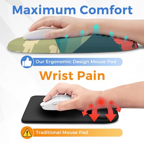 Ergonomic Mouse Pad with Wrist Support, Memory Foam Wrist Rest for Pain Relief & Carpal Tunnel, Non-Slip Base for Office, Computer, PC, Laptop (12x8x1.2inch, Fujisan) - color: 07 Fujisan