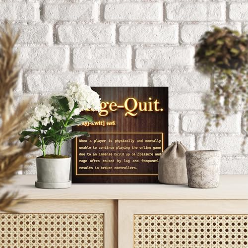 Gaming Accessories for Game Room, ‘Rage-Quit’ Wood Box Sign Decor, Gifts for Video Gamer, Boys & Girls, Men and Women, Gamer Room Decorations, Birthday Gifts, Gaming desk decor, Christmas Gifts. (008)