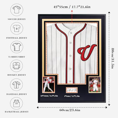 Aluminum Jersey Display Frame Case Large Shadow Box Jersey Frame with Photo Slots 98% UV Protection Clear Acrylic for Football, Hockey, Basketball, Baseball Shirt Ideal Gift for Sports Fans - color: Jersey Frame 10