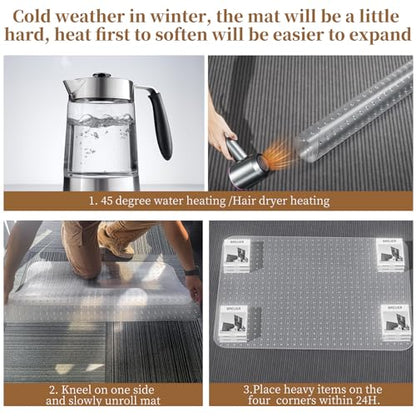 Office Chair Mat for Carpet, 55" X 36" X 0.09" Carpet Chair Mats, Clear and Thick Rolling Computer Chair Mat with Non-Slip Studded for Home and Office Low Pile Carpets - size: 55" X 36" Rectangle