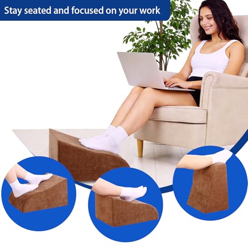 Foot Rest for Under Desk at Work, Ergonomic Under Desk Footrest with Washable Cover for Office, Home & Gaming Leg Elevation Pillow Brown - color: D-brown