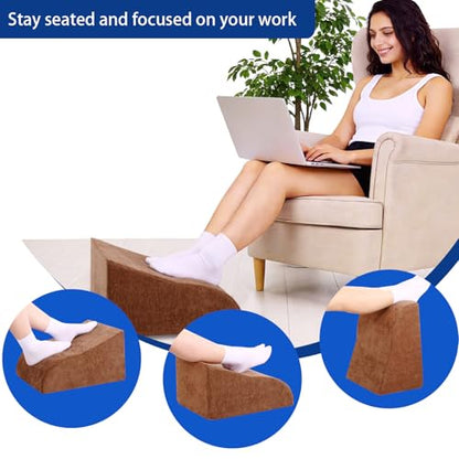 Foot Rest for Under Desk at Work, Ergonomic Under Desk Footrest with Washable Cover for Office, Home & Gaming Leg Elevation Pillow Brown - color: D-brown