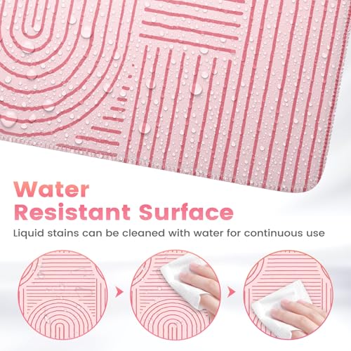 iCasso Pink Desk Matt for Desktop, Cute Desk Pad Mat, Large Mouse Pad, Anti-Slip Big Mousepad with Stitched Edges, Keyboard Pad for Computer(Pink) - color: Line-Pink