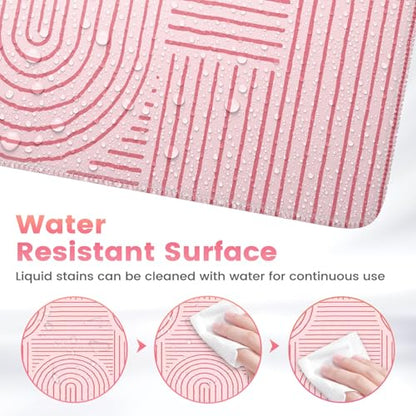 iCasso Pink Desk Matt for Desktop, Cute Desk Pad Mat, Large Mouse Pad, Anti-Slip Big Mousepad with Stitched Edges, Keyboard Pad for Computer(Pink) - color: Line-Pink