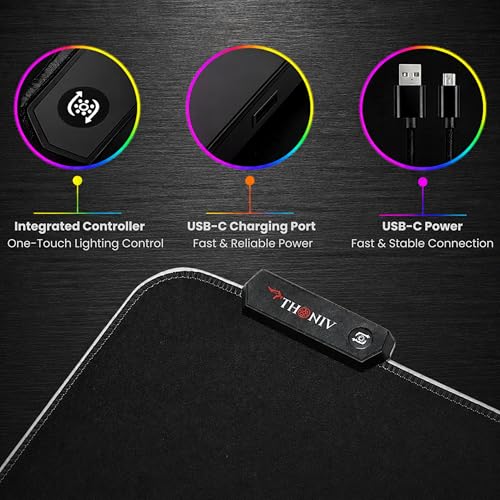 RGB Mouse Pad 35.4×15.7 Inches – Extended LED Mouse Pad with 14 Lighting Modes, Gaming Desk Mat, PC Gaming Accessories, Large Keyboard Pad with Non-Slip Rubber Base.