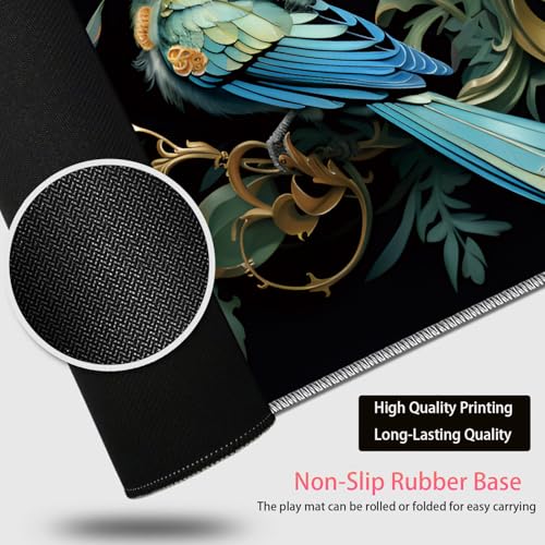 Large Gaming Mouse Pad + Mouse Wrist Rest Pad + Coaster Combination, 31.5 "x 11.8" Durable Non-Slip Extension Table Mat, Suitable for Office and Home, Bird Leaf - color: Bird Leaf