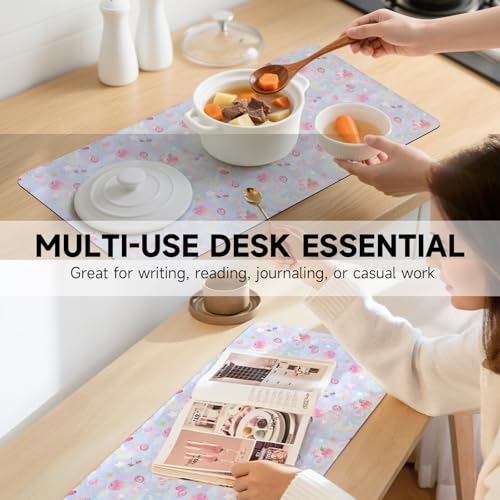 AUPET PU Leather Desk Pad Protector Blotter, Animal 35 x 17in Large Mouse Pad,Cute Office Desk Mat,Waterproof Non-Slip Desk Writing Drawing Pad for Office Home Game (Cute Pastel Cat) - color: Cute Pastel Cat