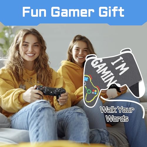Gamer Gifts for Men - Video Game Socks, Gaming Stocking Stuffers with Card and Keychain