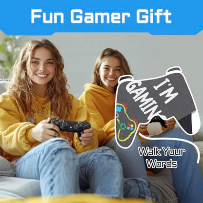 Gamer Gifts for Men - Video Game Socks, Gaming Stocking Stuffers with Card and Keychain