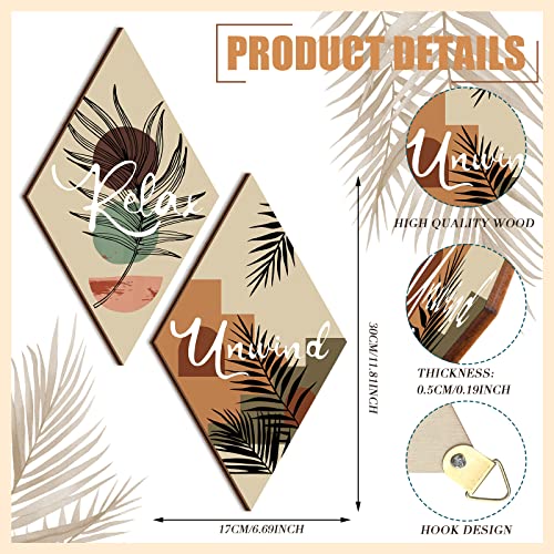FairySandy 4 Pcs Boho Bathroom Wall Decor 11.8 x 6.69 Inch Bohemian Restroom Wall Art Bathroom Rustic Decoration Farmhouse Minimalist Relax Soak Unwind Breathe Sign for Bedroom Living Room(Boho) - style: Boho