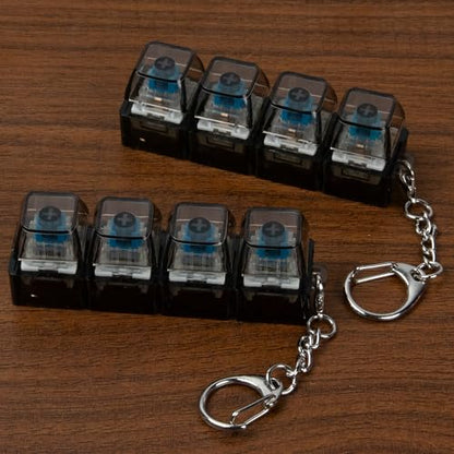 2 PCS 4-in-1 Keyboard Fidget Toy Keychain, Finger Clicky Button Toy Stress Relief Keychain with Swappable Keycaps, Mini Mechanical Key Fidget for Office Desk Focus Gifts (Transparent Black) - color: Transparent Black