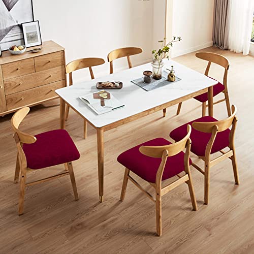Genina Waterproof Chair Seat Covers Dining Room Chair Covers Stretch Seat Cover for Dinning Room Chair Protector Slipcovers for Kitchen, Hotel (2, Flower Pattern-Wine Red) - color: Flower Pattern-wine Red