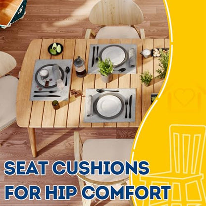AAAAAcessories D-Shaped Chair Cushions, 2" Thick Dining Chair Pads with Ties and Removable, Machine-Washable Cover, 17" x 16", Oatmeal Beige - color: Oatmeal Beige, size: 1 Count(Pack of 1)