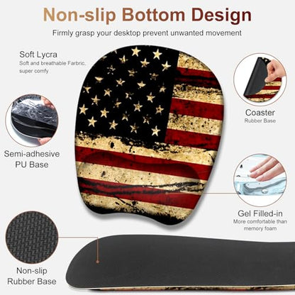Large Mouse Pad with Wrist Support 4in1 Set, XXL Game Mousepad + Keyboard Wrist Rest+Mouse Wrist Rest+Coaster with Ergonomic Design Gaming Mat for Home Office Table Computer I Retro USA Flag - color: Retro USA Flag