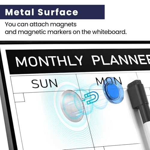 Dry Erase Calendar Cork Board Combo, 18 x 24 Inches Monthly Calendar Whiteboard for Wall, Magnetic White Board with Aluminium Alloy Frame, Hanging Dry Erase Board for Planner Office Kitchen Home Memo - size: 24"W x 18"H, style: Aluminium Alloy Frame