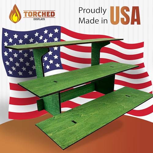 3-Tier Straight Retail Table Display Stand with Shelves for Products | 3 Step Straight Display Rack for Counter Top, Craft Shows, Farmers Market, Trade Shows, Pop ups, Soap Display, Candles (Green) - color: Green