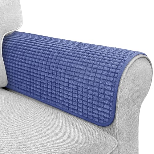 Couch Arm Covers, Sofa Arm Covers, Waterproof Armrest Cover for Sofa, Armchair, Loveseat, Headrest Cover, Non-Slip Recliner Arm Cover, Arm Chair Covers Set of 2 (Navy Blue, 19"×19") - color: Navy Blue, size: 19" x 19" - 2 pcs