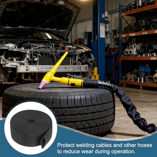 HARFINGTON Nylon Protective Hose Sleeve 0.8" ID 10FT Cable Cover Sheath Hydraulic Hose Protector Wrap for Welding Cord Tig Torch Hydraulic, Black - size: 0.8" ID 10FT