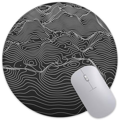 3D Contour Topographic Map Mouse Pad Round Mouse Mat, Non-Slip Rubber Base Mousepad with Stitched Edge for Wireless Computer Laptop Office Desk Accessories 8 x 8 Inches - color: 3D Contour Topographic Map