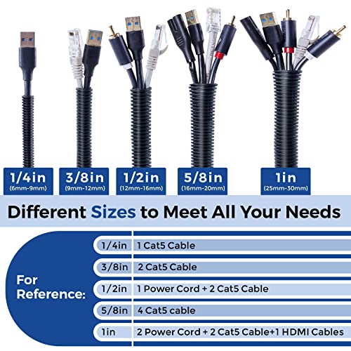 Wire Loom Tubing 1/4"-10ft 3/8”-10ft 1/2”-10ft, YCLYC Split Loom Cord Protectors, Flexible Wire Conduit Automotive, Black - color: Black, size: 1/4"-10ft 3/8”-10ft 1/2”-10ft