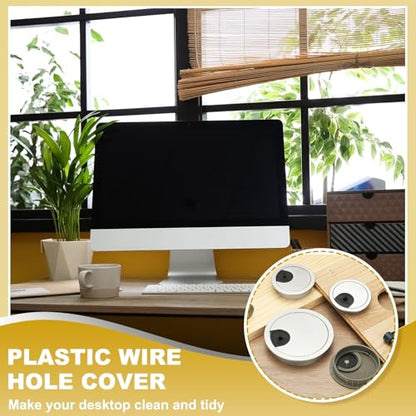 M METERXITY 4-Pack Cable Hole Cover, 2.8 Inch 70mm ABS Desk Cable Wire Cord Grommet Hole Cover for Home/Office Desktop Wire Organizer [Silver] - size: 2.8"