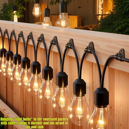 Lewufe Hooks for Outdoor String Lights Clips, Christmas Light Clips Weatherproof, Lights Hanger Hooks for Hanging Christmas Light, Fairy Light, Cable, Holiday Decor - Black, 50 Pack - color: Black