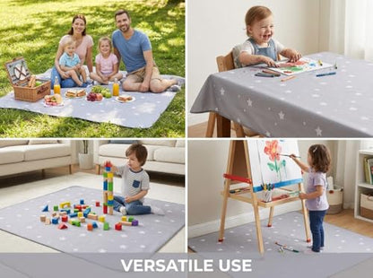 Splat Mat for Under High Chair/Arts/Crafts, WOMUMON Washable Baby Spill Mat Waterproof Anti-Slip Floor Splash Mat, Portable Play Mat and Table Cloth (Star, 51") - color: Star