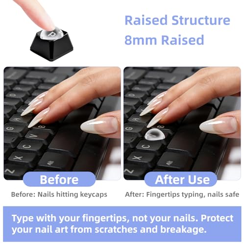70pcs Keyboard Bubbles for Long Nails, Raised Glass Heart Shaped Keyboard Stickers Cute Key Covers Accessories Supplies for External & Desktop Keyboards Calculator