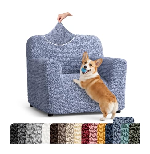 Premium Stretch Couch Covers for Sofa - Sofa Chair Cover Washable, Dogs & Pets Friendly - Elastic Polyester Loveseat Slipcovers - Non-Slip Love Seat Couch Covers - Blue (21"-39" Wide) - color: Blue, size: 21"-39" Wide