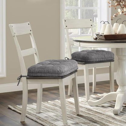 Shinnwa Kitchen Chair Cushions Set of 2, Dual-Layer Memory Foam Dining Chair Cushions, Patented Design Seat Pads with Ties, 16.5 x 16.5 x 3.5in, 2 Pack, Grey - color: Grey, size: 2 Count (Pack of 1)