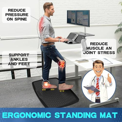 Large Comfort Standing Desk Mat (17"x28") - 3/4 Thick PU Foam Anti Fatigue Foot Massage Mat with Acupressure Points, Non-Slip Waterproof Easy Clean Kitchen Floor Mat for Office Home - size: 28"L x 17"W x 0.8"Th