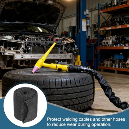 HARFINGTON Nylon Protective Hose Sleeve 1.5" ID 3FT Cable Cover Sheath Hydraulic Hose Protector Wrap for Welding Cord Tig Torch Hydraulic, Black - size: 1.5" ID 3FT