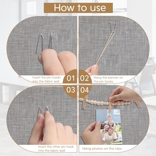 2 Sets Boho Cubicle Picture Hangers with Clips, Office Cubicle Hanging Photo Display, Desk Accessories for Cubicle, Fabric Cubicle Wall privacy Accessories & Office Cubicle Decorations for Women
